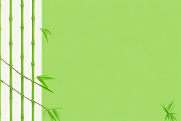 Fototapeta na wymiar Green Tranquility: Bamboo Elegance on a Subtle Light Green Canvas.