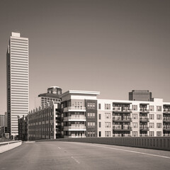 Fort Worth Texas City skyline in black and white colors