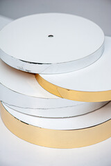 Round stand for a wedding cake. Decoration for pastry chefs