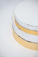 Round stand for a wedding cake. Decoration for pastry chefs