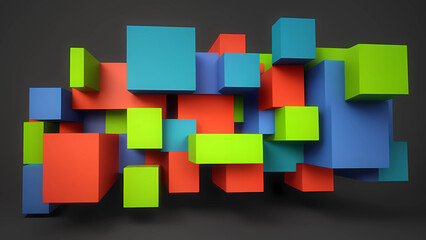 colorful abstract geometric 3d shapes background cluster artwork