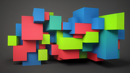 colorful abstract geometric 3d shapes background cluster artwork