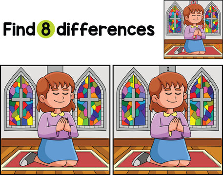 Christian Girl Praying Find The Differences