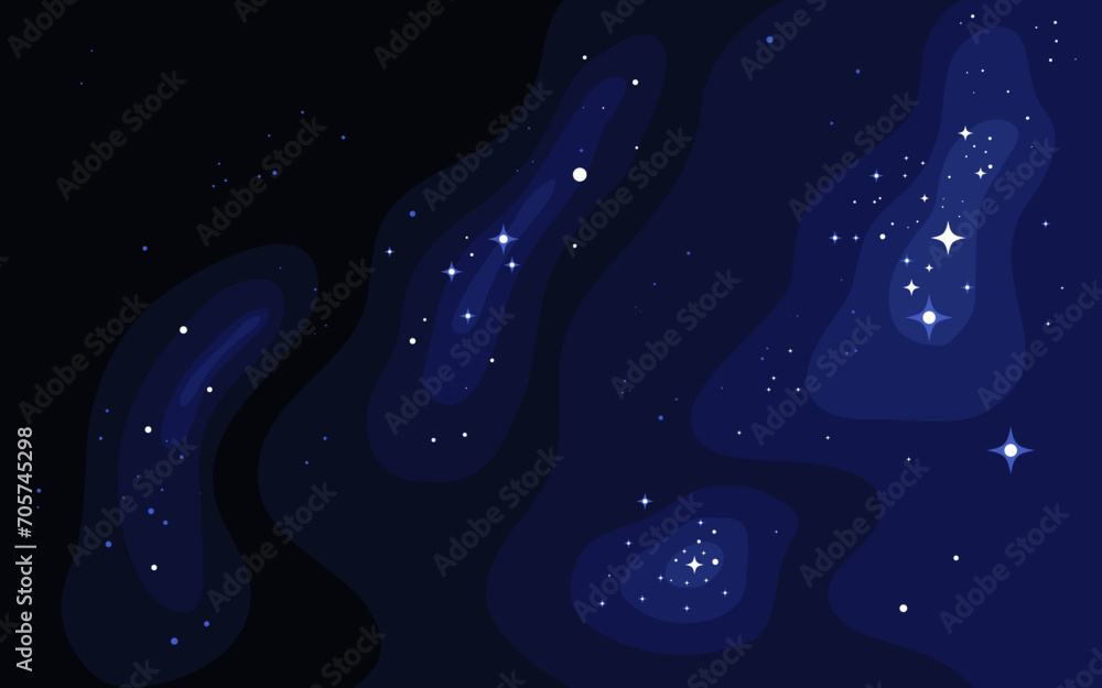 Sticker vector space background . cute flat style template with stars in outer space