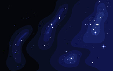 Vector space background . Cute flat style template with Stars in Outer space