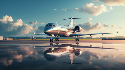A private jet equipped with advanced technology and amenities