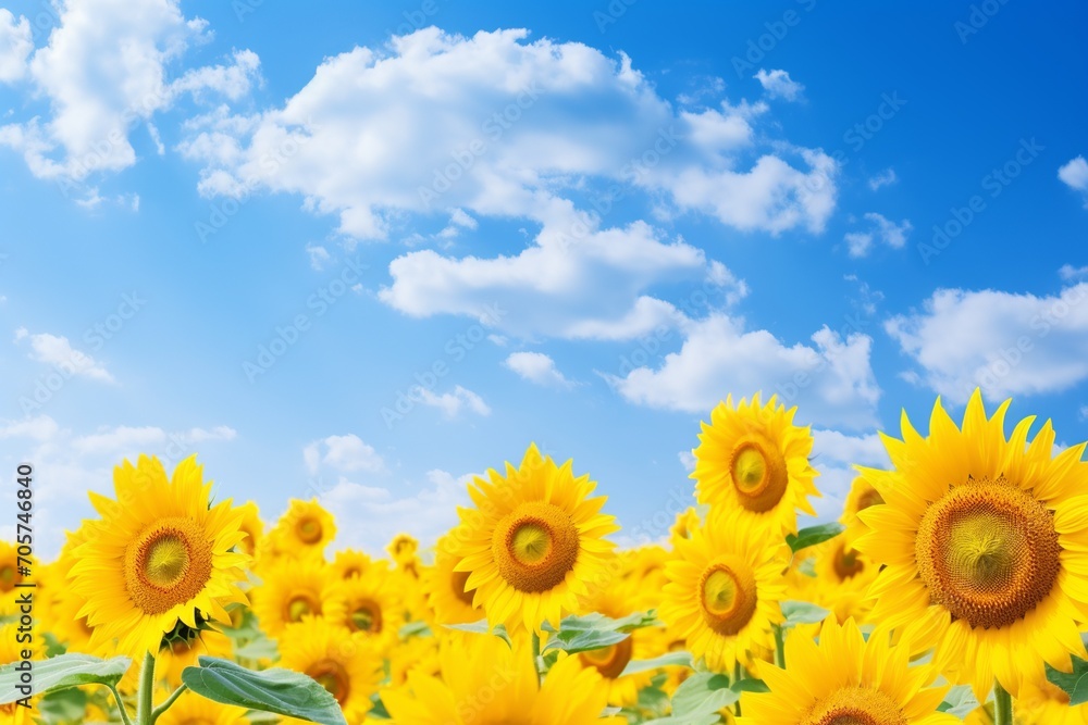 Poster immerse yourself in the beauty of nature with this captivating image of a vast field filled with blo