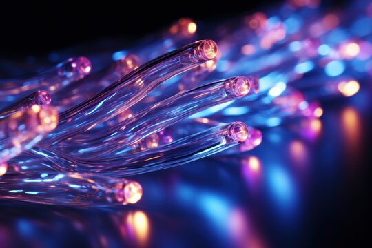  a close up of a string of lights on a black background with a blurry image of a string of lights on a black background with a blurry background.