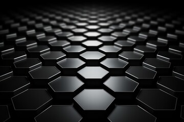  a black and white photo of a hexagonal pattern of hexagonal cubes with a light at the end of each hexagonal hexagon.