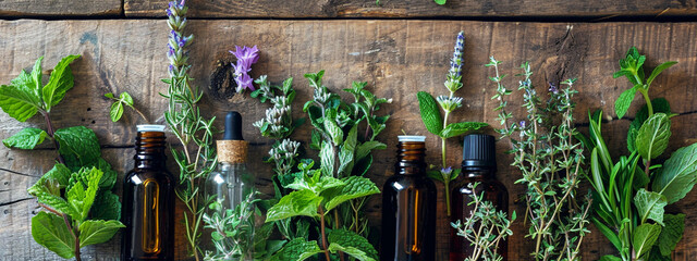 Medicinal herbs and tinctures alternative medicine - obrazy, fototapety, plakaty