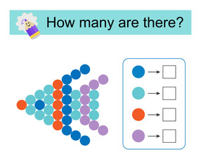 Math activity for kids. Number range up to 20. Cartoon fish.