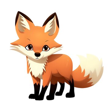 create a digital clipart of a fox, white background, 4k
