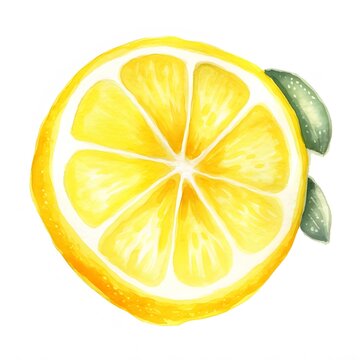 create a hand drawn watercolor clipart of a lemon, white background, 4k
