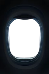 Rolgordijnen Photo of the window of an airplane from inside at night (flight concept),frame isolated on transparent background, png file © Delphotostock