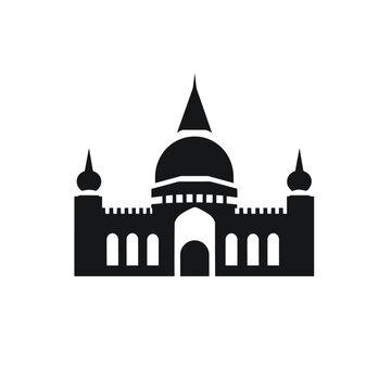 recommend clip art: Building simple flat black and white icon logo, reminiscent of Nasir al-Mulk Mosque, City Heritage Icon Vector Black and White.