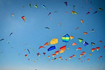kite flying in the sky - obrazy, fototapety, plakaty