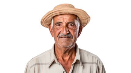 Happy smiling farmer isolated on transparent and white background.PNG image.