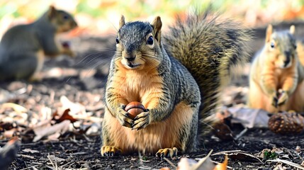 Fototapeta premium squirrel eating nut