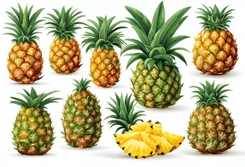 seamless background with pineapple, yellow pineapple