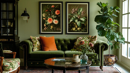 Fototapeta na wymiar modern living room with artwork, ai generated