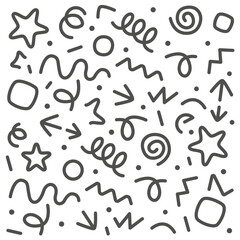 Set of flat abstract backgrounds. Straight and curved lines indicate a certain direction, springs, symbols.