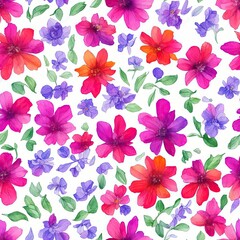 Flowers. Abstract seamless pattern. AI generated.