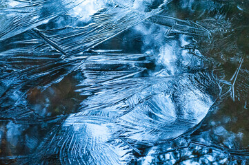 Ice Patterns, Lake George Wild Forest Area, Adirondack Forest Preserve, New York, USA