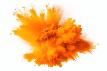  an orange colored substance is flying in the air on a white background with a white back ground and a white back ground with a small amount of orange colored substance.