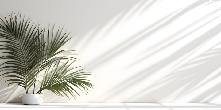 beautiful lush palm leaves around an empty white background, design concept with tropical green vegetation, frame of palm trees around copy space