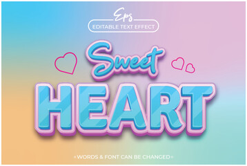 Sweet heart editable text effect template