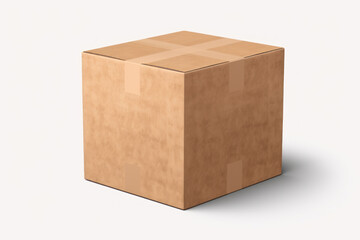  a cardboard box on a white background with a clipping path to the top of the box and the bottom of the box to the bottom of the box is empty.