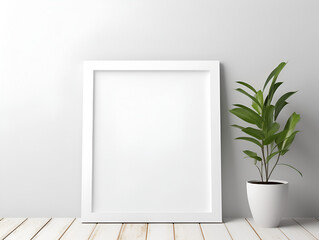 Elegant simple frame mock-up, 16x16 inch, white blank.