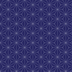 Seamless Geometric Pattern with Interconnected Lines and Shapes on Blue Background