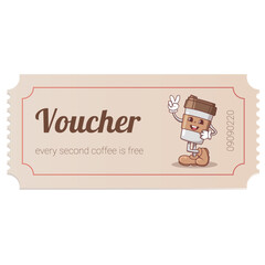 illustration of a ticket. Coupon, Voucher for coffee