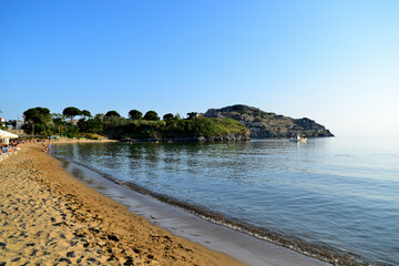 Obraz premium calm sea at sunset - Paralia Richa Nera (beach), Myrina, Lemnos island, Greece, Aegean sea
