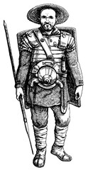 Legionnaire from the Danube by hand drawn. Vector image