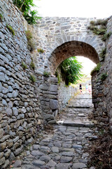 Fototapeta na wymiar medieval castle - Myrina town, Lemnos island, Greece, Aegean sea