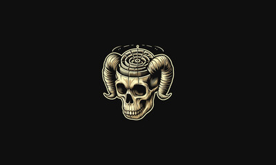 head skull with horn vector artwork design