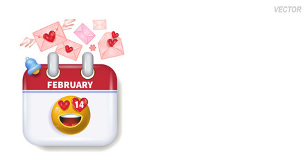 3d vector icon. Beautiful wall calendar. A card with a heart, Valentine's Day.
A greeting card, a banner, a place to copy.