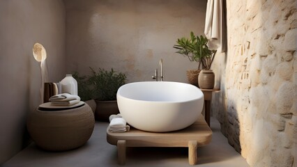 interior of a rustic bathroom