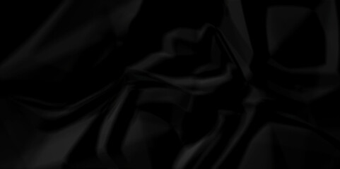 Black ripped wrinkly warp stain sill crumpled paper texture. black fabric textured crumpled paper background. panorama black paper texture background, crumpled pattern texture background.