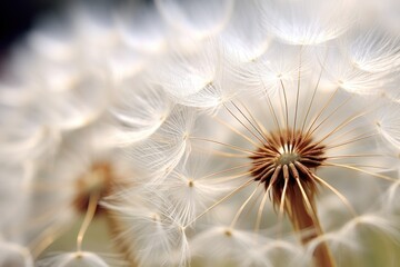  a close up of a dandelion with lots of white flowers in the foreground and a blurry background of the dandelion in the foreground.