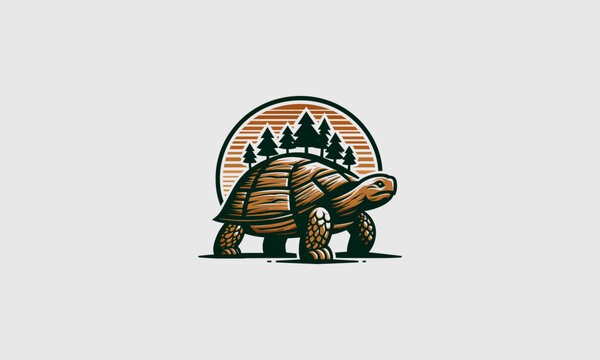 turtle and forest vector logo design