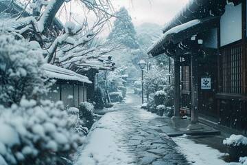 Fototapeta premium 日本の冬の町並み・風景の写真（神社・田舎・都会）
