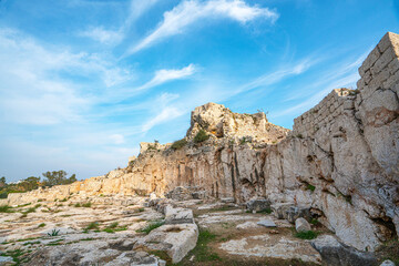Elaiussa Sebaste or Elaeousa Sebaste was an ancient Roman town in Mersin, was founded in the 2nd century BC on a tiny island attached to the mainland by a narrow isthmus in the Mediterranea Sea.