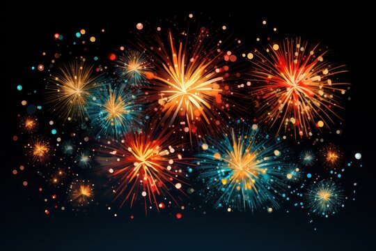  a bunch of fireworks on a black background with a place for a text or a picture to put on a card or a brochure or brochure.