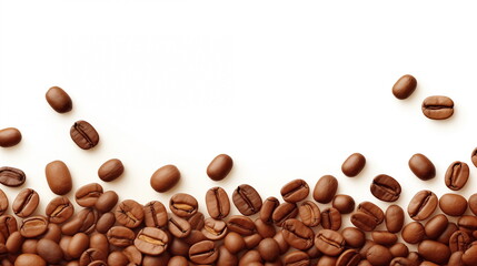 Coffee bean pattern, drawing, isolated white background, wallpaper, background. banner.