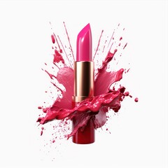 Lipsticks and lipstick smear isolated on white background