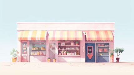 a store building illustration. Online shopping concept.