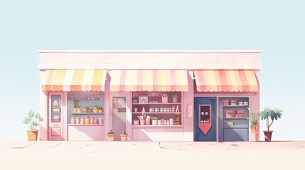 a store building illustration. Online shopping concept.